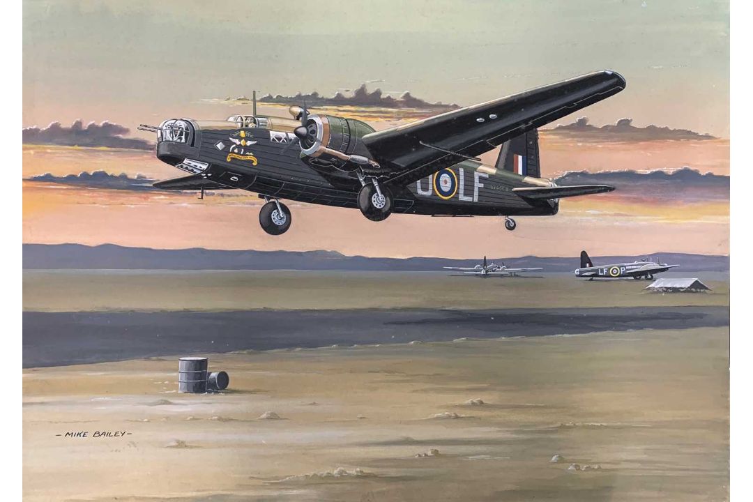 Mike Bailey (British, 20th century), 'Vickers Wellington MK 1C', gouache on watercolour board,