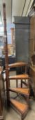 A set of 20th Century mahogany library steps of typical form with a ribbed support column, 187cm