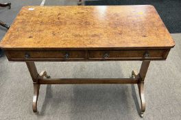 Reproduction burr walnut veneered centre table in the Georgian style