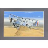 Mike Bailey (British, 20th century), 'De Havilland DH-9 RAF', acrylic on watercolour board,
