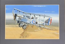 Mike Bailey (British, 20th century), 'De Havilland DH-9 RAF', acrylic on watercolour board,