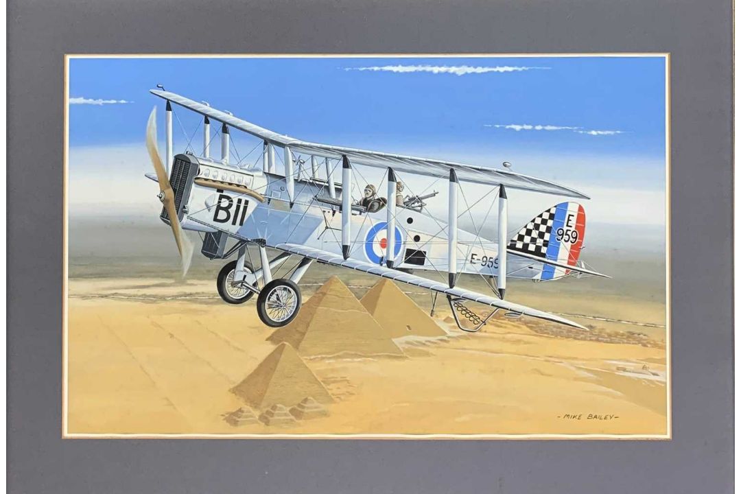 Mike Bailey (British, 20th century), 'De Havilland DH-9 RAF', acrylic on watercolour board,