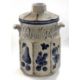 A West German Scheurich large jar and conver, the grey ground with blue floral design in relief, - Image 2 of 6