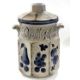 A West German Scheurich large jar and conver, the grey ground with blue floral design in relief, - Image 1 of 6