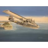 Mike Bailey (British, 20th century), 'Consolidated Catalina Flying Boat of No 202 Squadron', gouache