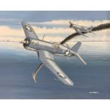 Mike Bailey (British, 20th century), 'Vought F4U Corsair US Navy Formation 'Battle Scene', acrylic