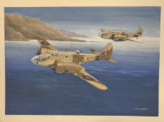 Mike Bailey (20th century), 'Martin Baltimore RAF Formation', gouache on watercolour card,