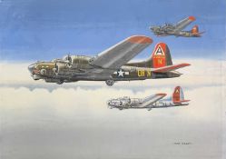Mike Bailey (British, 20th century), 'Boeing B17 Flying Fortress USAAF Formation 'Outhouse
