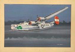 Mike Bailey (British, 20th century), 'Consolidated B24 Liberator 466th BG USAAF 'Duffy's Tavern',