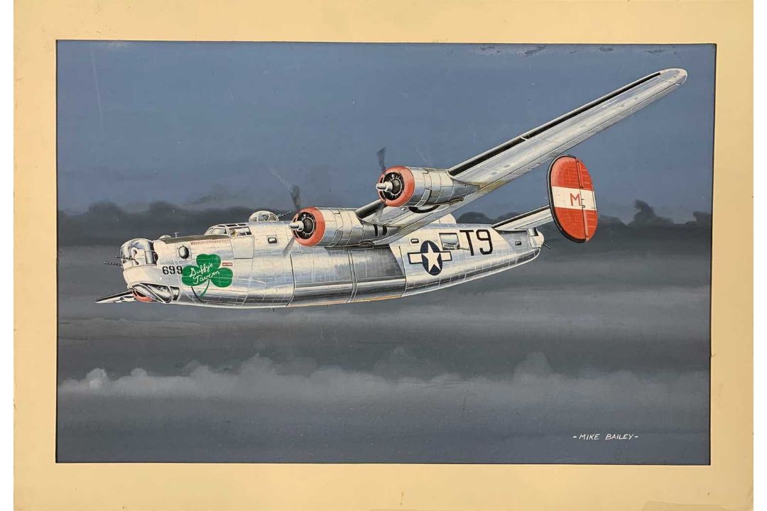 Mike Bailey (British, 20th century), 'Consolidated B24 Liberator 466th BG USAAF 'Duffy's Tavern',