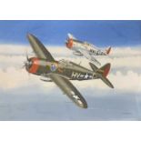 Mike Bailey (British, 20th century), 'Republic P47 Thunderbolt USAAF Formation 'Silver Lady' & '