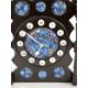 A 20th Century Spanish mantel clock with ebonised frame and enamelled panels, bearing label to the - Image 4 of 4
