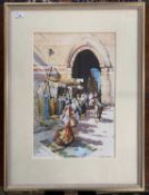Bernard Mcdonald (b.1944), Street Seller in Morocco, watercolour, signed, 13.5x13.25 ins, framed and