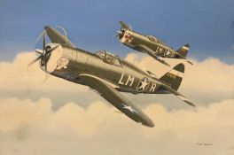 Mike Bailey (British, 20th century), 'Vought F4U Corsair US Navy Formation 'Battle Scene', acrylic