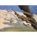 Mike Bailey (British, 20th century), 'Boeing B17 Flying Fortress USAAF Formation 'Martha the 2nd &