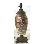 A Chinese crackle ware type vase converted into a lamp, vase 32cm high