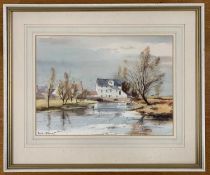 Leslie L H Moore (1907-1997), 'Elsing Mill', watercolour, signed, 37x26.5cm, framed and glazed