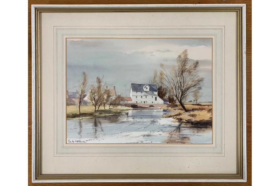 Leslie L H Moore (1907-1997), 'Elsing Mill', watercolour, signed, 37x26.5cm, framed and glazed