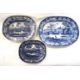 A mid 19th Century pearl ware dish printed with a pastoral landscape and floral border together with - Image 2 of 2