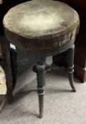 A late Victorian piano stool on turned legs