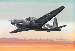 Mike Bailey (British, 20th century), 'Vickers Wellington RAF', acrylic on watercolour board, signed,