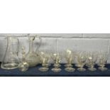 Quantity of 19th Century drinking glasses including quantity of rummers, some with engraved designs,