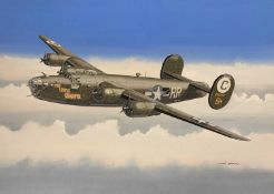 Mike Bailey (British, 20th century), 'Consolidated B24 Liberator USAAF 'The Little Gramper', gouache