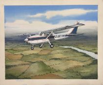 Mike Bailey (British, 20th century), 'Cessna C150', gouache on watercolour card, signed, 67x56cm,