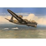 Mike Bailey (British, 20th century), 'Short Stirling RAF', gouache on watercolour board, signed,