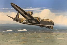 Mike Bailey (British, 20th century), 'Short Stirling RAF', gouache on watercolour board, signed,