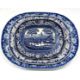 A mid 19th Century pearl ware dish printed with a pastoral landscape and floral border together with - Image 1 of 2
