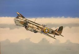 Mike Bailey (20th century), 'Bristol Bleinheim RAF', acrylic on watercolour board, signed,