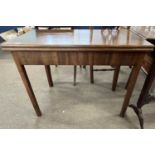 A Georgian mahogany tea table of plain rectangular form, 91cm wide