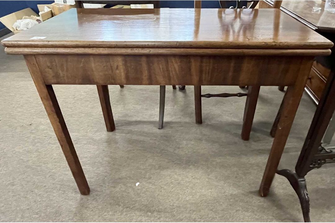 A Georgian mahogany tea table of plain rectangular form, 91cm wide - Image 1 of 3