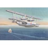 Mike Bailey (British, 20th century), 'Supermarine Singapore Flying Boat RAF, acrylic on