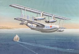 Mike Bailey (British, 20th century), 'Supermarine Singapore Flying Boat RAF, acrylic on