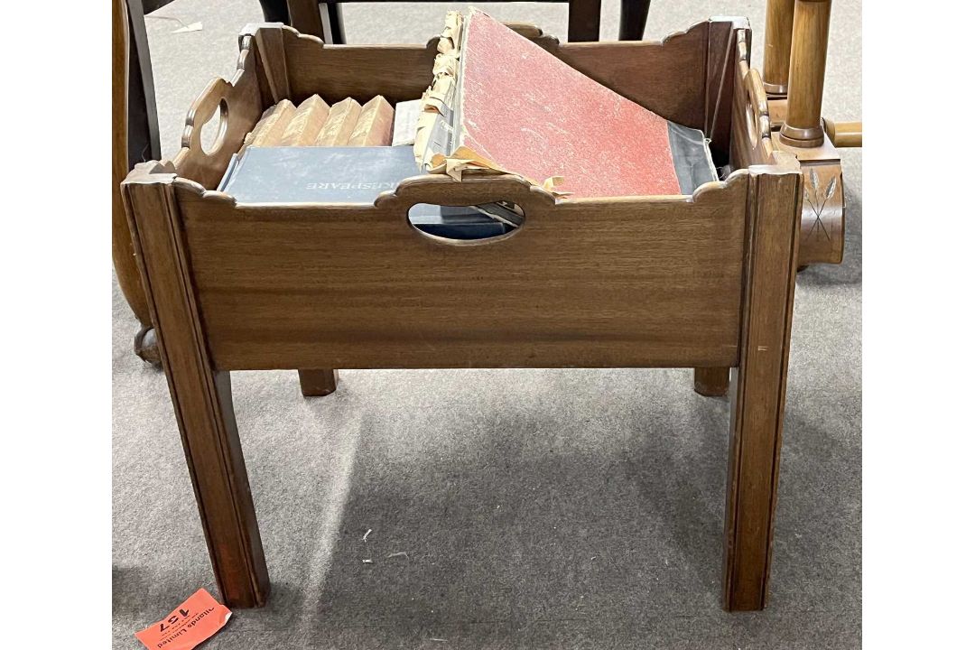 A 19th Century mahogany book trough of rectangular form with carry handles to each side, 51cm wide - Image 1 of 8