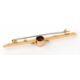 A garnet and seed pearl bar brooch, with central round garnet in millegrain collet mount, with a - Image 3 of 3