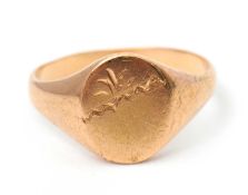 A signet ring, in unmarked yellow metal (tests as approx. 18ct gold), size W, 7.9g