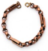 A 'rose gold' bracelet, the converted watch chain bracelet, unmarked (tests as approx. 9ct gold),