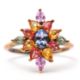 A 9ct multi gemset ring, set with oval and pear shape sapphires, topaz and quartz, with plain band - Image 1 of 7