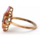 A 9ct multi gemset ring, set with oval and pear shape sapphires, topaz and quartz, with plain band - Image 7 of 7