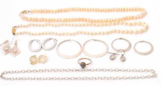 A mixed lot: to include a cultured pearl necklace with 9ct clasp stamped 375 with Birmingham assay