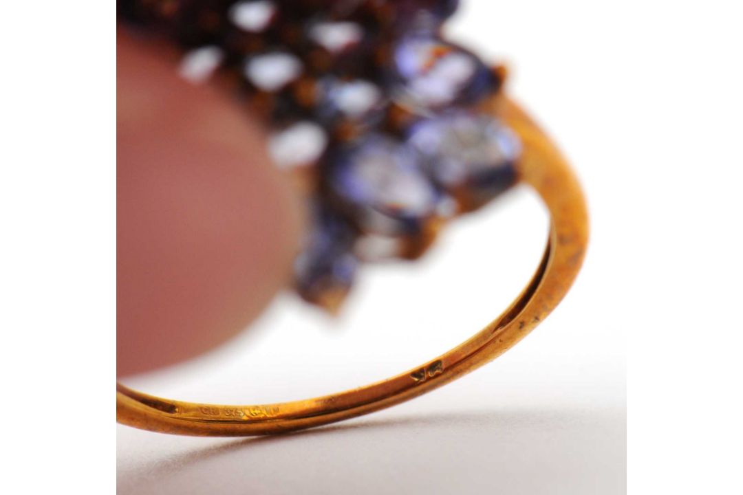 A 9ct tanzanite cluster ring, the cluster formed of round, oval and pear shape tanzanites, with - Image 4 of 7