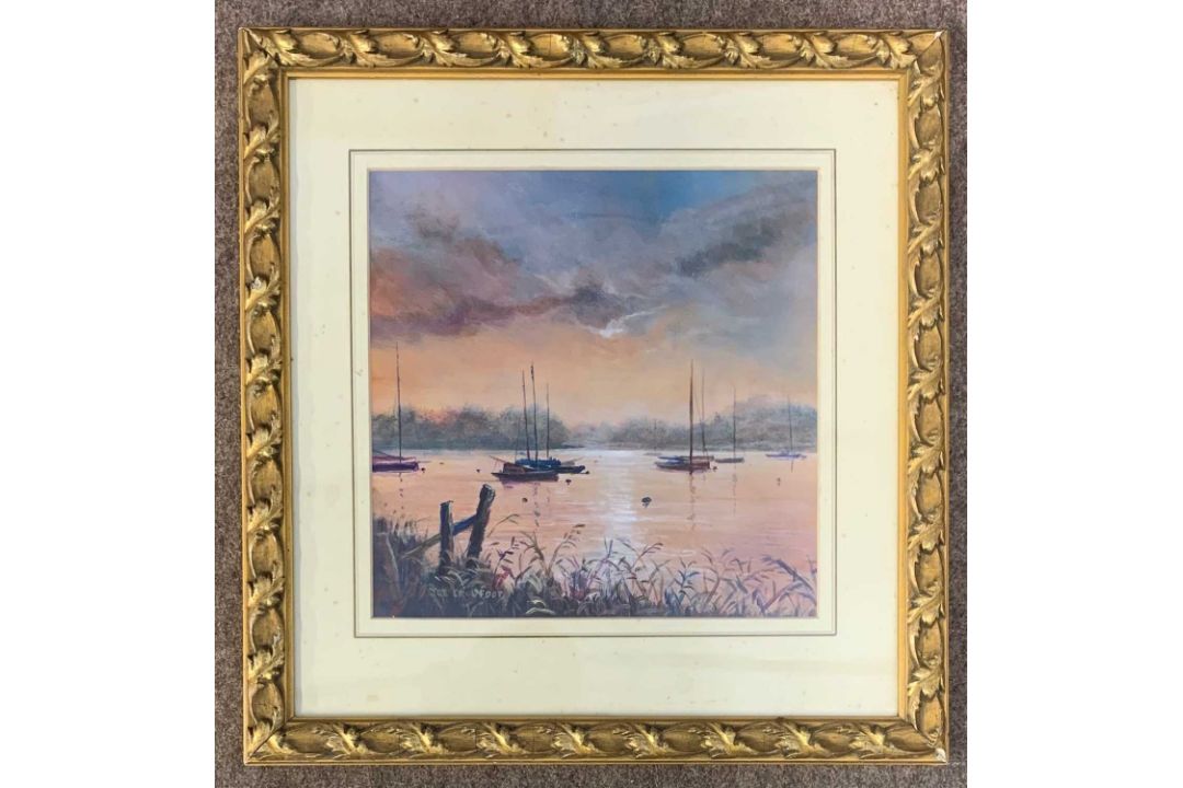 Joe Crowfoot (1946-2017), 'Mooring at Oulton', oil on board, signed, 23x23cm, framed and glazed