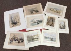 After David Roberts (1796-1864), Folder of 9 Middle Eastern scenes / views, hand coloured
