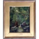 Attributed to Frederick William Hulme (1816-1884), View through the trees to a river, oil on