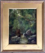 Attributed to Frederick William Hulme (1816-1884), View through the trees to a river, oil on