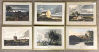 Richard Reeve (1780-c.1835), after David Cox, 'Rain, Heath Scene', 'Twilight, View of Harlech Castle