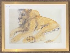 Elisabeth Frink CH DBE RA (1930-1933), Recumbent Lion, lithograph in colours, signed and dated '